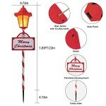 Christmas Solar Pathway Lights Outdoor - 4 Pack Waterproof Flickering Flames Candy Cane Stake Markers Lights, 12 Bright LED for Christmas Patio, Yard, Driveway Decoration (Red