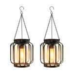 BUCASA Solar Lights Outdoor Garden, 2 Pack Hanging Solar Garden Lanterns with Chain and Hook, Metal Waterproof Soalr Garden Ornaments Outdoor for Decoration Garden Pathway Patio (Warmwhite)