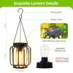 BUCASA Solar Lights Outdoor Garden, 2 Pack Hanging Solar Garden Lanterns with Chain and Hook, Metal Waterproof Soalr Garden Ornaments Outdoor for Decoration Garden Pathway Patio (Warmwhite)