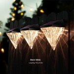 LIVHOME Solar Fence Lights Diamond, 4 Pack Deck Lights Outdoor Waterproof Step Lights Solar Powered for Garden Yard Patio Stair, Wall Mount (Warm White)