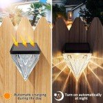 LIVHOME Solar Fence Lights Diamond, 4 Pack Deck Lights Outdoor Waterproof Step Lights Solar Powered for Garden Yard Patio Stair, Wall Mount (Warm White)