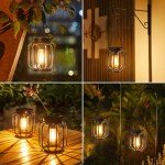 BUCASA Solar Lights Outdoor Garden, 2 Pack Hanging Solar Garden Lanterns with Chain and Hook, Metal Waterproof Soalr Garden Ornaments Outdoor for Decoration Garden Pathway Patio (Warmwhite)