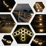 YiLaie Solar Decking Lights, 24H Working 1000mAh Solar Step Ground Lights-4LED, IP68 Waterproof Solar Lights Outdoor Garden for Driveway Walkway Pathway Yard Stair Fence Decoration [Warm White]