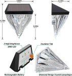 LIVHOME Solar Fence Lights Diamond, 4 Pack Deck Lights Outdoor Waterproof Step Lights Solar Powered for Garden Yard Patio Stair, Wall Mount (Warm White)