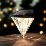 LIVHOME Solar Fence Lights Diamond, 4 Pack Deck Lights Outdoor Waterproof Step Lights Solar Powered for Garden Yard Patio Stair, Wall Mount (Warm White)