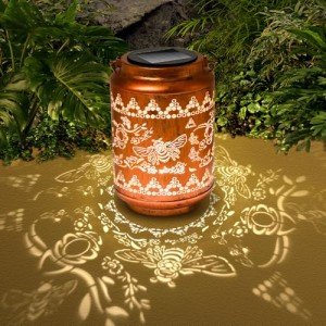 Bee Solar Lanterns Outdoor Waterproof LED Decorative Lantern Garden Decor Christmas Birthday Gifts for Women Mum Grandma Metal Solar Hanging Lights for Garden Patio Yard Lawn Backyard