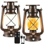 Hanging Solar Lanterns with Flickering Flame - 2 Pack