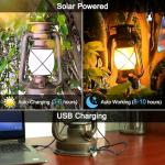 Hanging Solar Lanterns with Flickering Flame - 2 Pack
