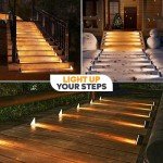 Adyos 6 Pack Warm White Solar Step Lights Outdoor, Solar Stair Ligths Waterproof IP67, Outside Solar Garden Lights for Ground Decking Walkway Pathway Decoration & Outdoor Triangle Solar Powered Lights