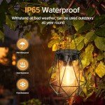 RECHOO Solar Lights Outdoor Garden, 2 Pack Hanging Solar Garden Lanterns, Metal Warm White Waterproof Solar Garden Ornaments Outdoor Lantern Lights for Decoration Garden Pathway Patio