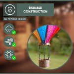 Garden Mile Balloon Fiesta Realistic Flaming Effect Solar Powered Hot Air Balloon Hanging Lantern Colourful Metal Solar Light for Garden Outdoor Indoor Use Novelty Patio Lighting (Mutli-Coloured)