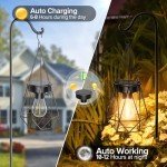 RECHOO Solar Lights Outdoor Garden, 2 Pack Hanging Solar Garden Lanterns, Metal Warm White Waterproof Solar Garden Ornaments Outdoor Lantern Lights for Decoration Garden Pathway Patio