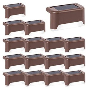 GIGALUMI Solar Deck Lights Outdoor, 16 Pack Solar Step Lights Waterproof Led Solar Lights for Outdoor Stairs, Step, Fence, Railing, Yard and Patio (Cool White)