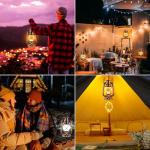 Hanging Solar Lanterns with Flickering Flame - 2 Pack