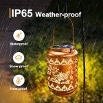 Bee Solar Lanterns Outdoor Waterproof LED Decorative Lantern Garden Decor Christmas Birthday Gifts for Women Mum Grandma Metal Solar Hanging Lights for Garden Patio Yard Lawn Backyard