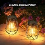 RECHOO Solar Lights Outdoor Garden, 2 Pack Hanging Solar Garden Lanterns, Metal Warm White Waterproof Solar Garden Ornaments Outdoor Lantern Lights for Decoration Garden Pathway Patio