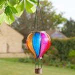 Garden Mile Balloon Fiesta Realistic Flaming Effect Solar Powered Hot Air Balloon Hanging Lantern Colourful Metal Solar Light for Garden Outdoor Indoor Use Novelty Patio Lighting (Mutli-Coloured)