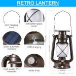 Hanging Solar Lanterns with Flickering Flame - 2 Pack