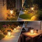RECHOO Solar Lights Outdoor Garden, 2 Pack Hanging Solar Garden Lanterns, Metal Warm White Waterproof Solar Garden Ornaments Outdoor Lantern Lights for Decoration Garden Pathway Patio
