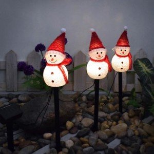 Zeroupshop Solar Garden Lights, 4 PCS Snowman for SHAPE Path Lamp, Outdoor Waterproof Snowman Led Solar Powered Stake Light for Yard Patio Garden Decoration Xmas Ornament