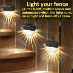 Hoquare 6 Pack Solar Lights Outdoor, Solar Fence Lights, Waterproof Solar Deck Light, Multicolor Led Solar Step Lights, Warm/White Solar Outdoor Lights for Outside Stairs, Yard, Patio, Railing, Wall