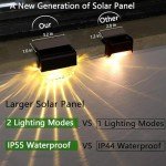 Hoquare 6 Pack Solar Lights Outdoor, Solar Fence Lights, Waterproof Solar Deck Light, Multicolor Led Solar Step Lights, Warm/White Solar Outdoor Lights for Outside Stairs, Yard, Patio, Railing, Wall