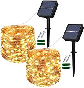 80FT Solar String Lights - 2 Pack Warm White