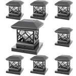 Twinsluxes Solar Post Cap Lights Outdoor - Waterproof LED Fence Post Solar Lights for 3.5x3.5/4x4/5x5 Wood Posts in Patio, Deck or Garden Decoration Warm Light… (8 Pack)…