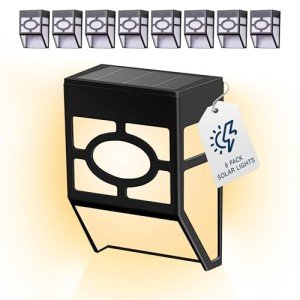 8-Pack Waterproof Solar Wall Lights for Outdoors