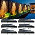 hixyer Solar Fence Lights Outdoor Garden, 8 Modes Solar Wall Lights Warm White & RGB Colors Waterproof Solar Lights for Outside, Backyard, Patio, Deck, Stair, Step, Railing (6 Pack)