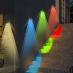 hixyer Solar Fence Lights Outdoor Garden, 8 Modes Solar Wall Lights Warm White & RGB Colors Waterproof Solar Lights for Outside, Backyard, Patio, Deck, Stair, Step, Railing (6 Pack)