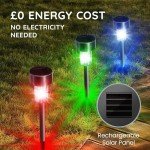 10 Colour Changing Solar Stake Lights - Waterproof Garden Lamps