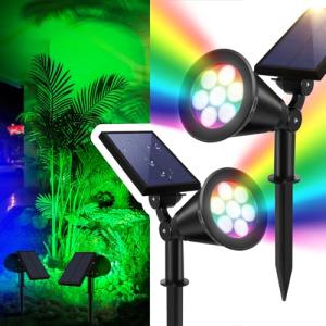 RGB Solar Spotlights for Garden and Flagpole (2 Pack)