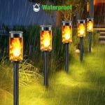 Solar Flickering Flame Lights for Outdoor Garden - 4 Packs