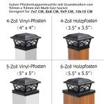 Siedinlar Solar Post Cap Lights Outdoor, 2 Modes Solar Powered Waterproof Fence Deck Light for 4x4 5x5 6x6 Posts Garden Patio Decoration Warm White & Cool White, Black (2 Pack)