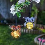 Solar-powered Owl Garden Ornaments with LED Lights