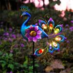 Waterproof Solar Peacock Statue Garden Lights