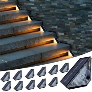 GEEKHOM 12 Pack Waterproof Solar Deck Lights