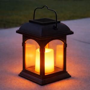 Realistic Solar Candle Lantern - Flickering Amber Light