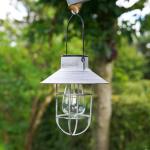 2 Pack Solar Hanging Cage Lanterns, Warm White