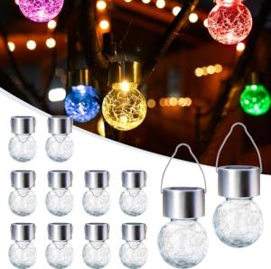 GIGALUMI 12 Pack Solar Hanging Garden Lights