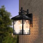 Retro Waterproof Solar Wall Lantern Light - Black