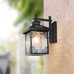 Retro Waterproof Solar Wall Lantern Light - Black