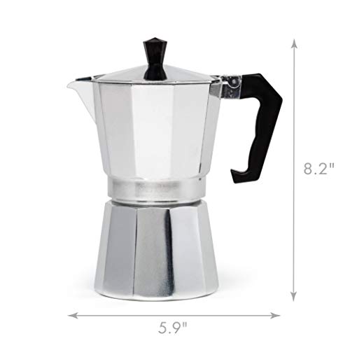 Aluminum espresso maker for bold coffee - 6 cups