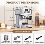 Stainless Steel Espresso Machine with Milk Frother