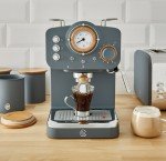 Nordic Espresso Machine with Milk Frother, Grey