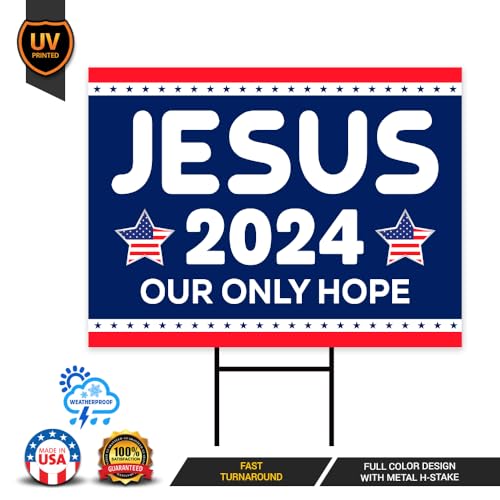 Jesus 2024 Yard Sign with Metal H-Stake