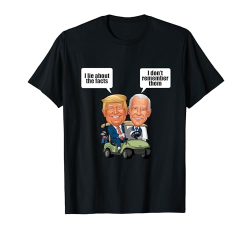 Humorous Golf Cart T-Shirt: Trump vs. Biden 2024