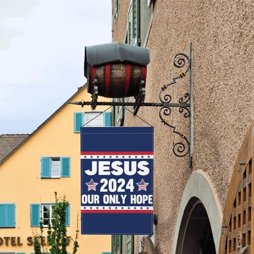Jesus 2024 Our Only Hope Burlap Garden Flag