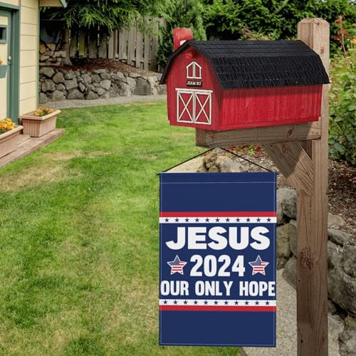 Jesus 2024 Our Only Hope Burlap Garden Flag